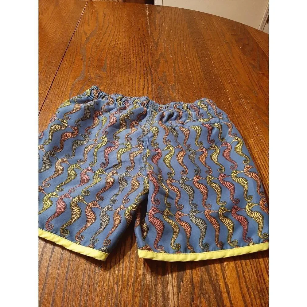 Boys Medium Swim Trunks Swim Shorts Seahorses Blue Yellow Orange